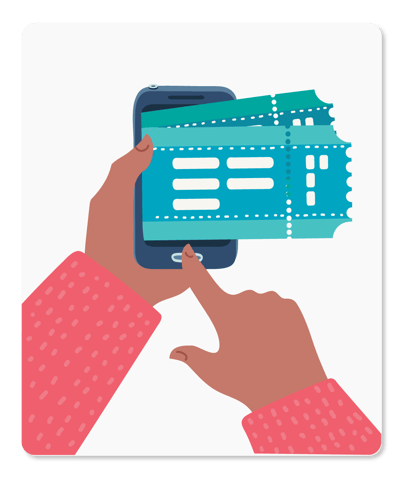 Person Buying Tickets Online Vector Drawing