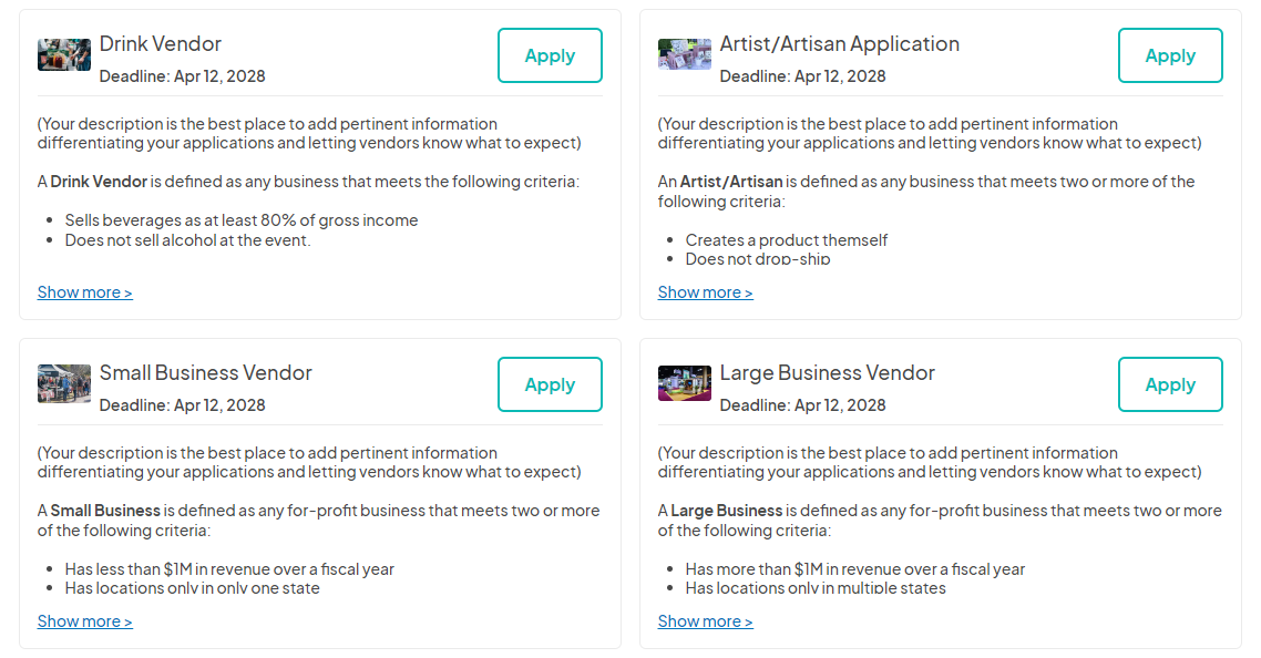vendor application form templates